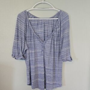 Ana Blue Striped Short Sleeve Top Size 2X